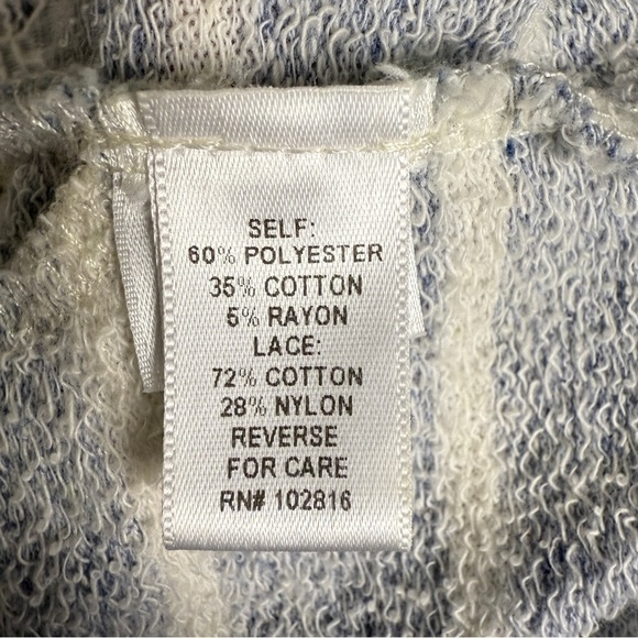 Garnet Hill Lace Front Striped Sweater, Blue & White, Size Large - Picture 8 of 9